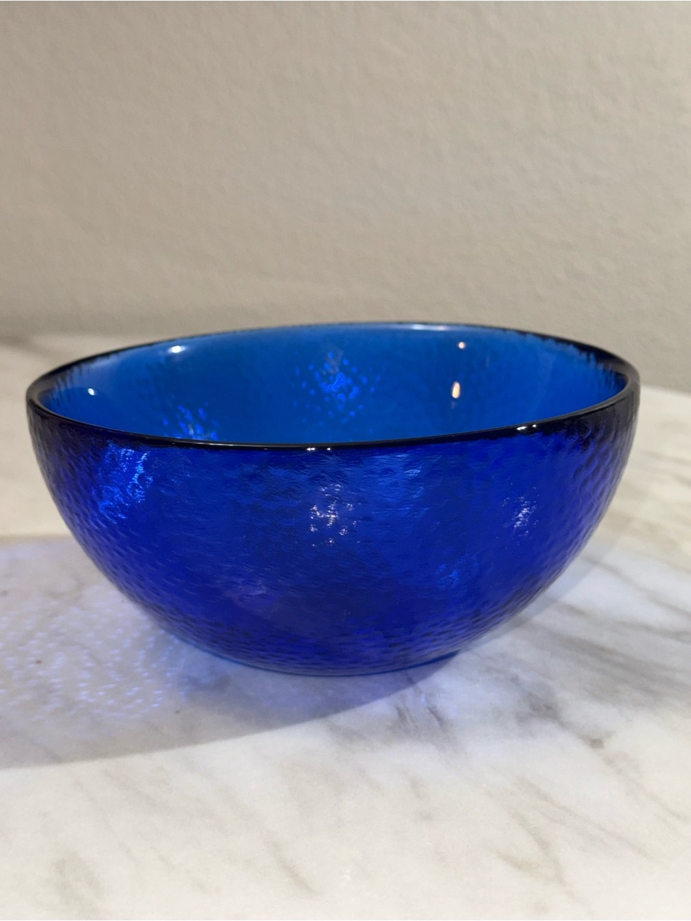 Cobalt Blue Glass Round Bowl  7" Diameter x 3" height Unmarked